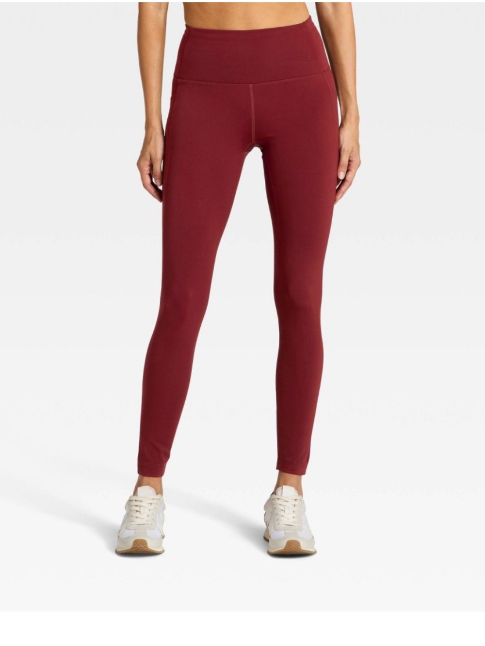 All In Motion Women's High-Rise Fleece Lined Brushed Burgundy Leggings M | NWT